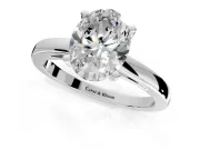 Solitaire Engagement Ring Setting for Oval Center with Basket Rail and Prong Head in Sterling Silver