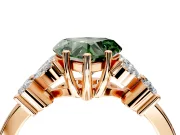 Floral Engagement Ring Setting for Fancy Green Heart-Shaped Center with Marquise Cluster Shoulders and Prong Head in Rose Gold