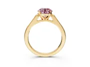 Solitaire Engagement Ring Setting for Fancy Pink Round Cut Center with Channel Accents and Prong Head in Yellow Gold