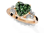 Solitaire Engagement Ring Setting for Fancy Green Heart-Shaped Center with Marquise Flower Shoulders and Prong Head in Rose Gold