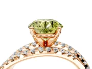 Solitaire Engagement Ring Setting for Fancy Yellow Round Cut Center with Woven 3-Strand Pave Band and Prong Head in Rose Gold
