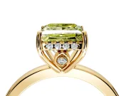 Solitaire Engagement Ring Setting for Fancy Yellow Princess Cut Center with Fine Wire Band and Prong Head in Yellow Gold