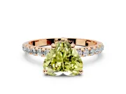 Solitaire Engagement Ring Setting for Fancy Yellow Heart-Shaped Center with Micro Pave Band and Prong Head in Rose Gold