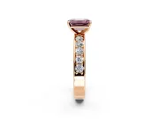 Solitaire Engagement Ring Setting for Fancy Pink Emerald Cut Center with Channel-Set Accents and Prong Head in Rose Gold
