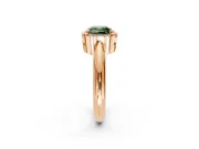 Halo Engagement Ring Setting for Fancy Green Cushion Cut Center with Tapered Plain Band and Prong Head in Rose Gold