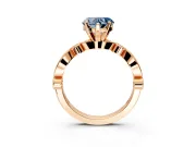 Solitaire Engagement Ring Setting for Fancy Blue Heart-Shaped Center with Milgrain Bezel Accents and Prong Head in Rose Gold