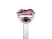 Solitaire Engagement Ring Setting for Fancy Pink Asscher Cut Center with Basket Rail and Prong Head in Sterling Silver
