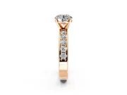 Solitaire Engagement Ring Setting for Round Cut Center with Channel-Set Accents and Prong Head in Rose Gold