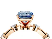 Solitaire Engagement Ring Setting for Fancy Blue Radiant Cut Center with Bezel Station Band and Prong Head in Rose Gold