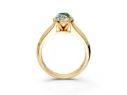 Halo Engagement Ring Setting for Fancy Green Marquise Center with Knife Ridge Cathedral Band and Prong Head in Yellow Gold