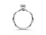 Solitaire Engagement Ring Setting for Emerald Cut Center with Bamboo Band and Prong Head in Platinum