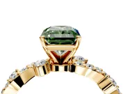 Solitaire Engagement Ring Setting for Fancy Green Radiant Cut Center with Bar-Station Pave Twist and Prong Head in Yellow Gold
