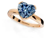 Solitaire Engagement Ring Setting for Fancy Blue Heart-Shaped Center with Plain Band and Flat Tab Prong Head in Rose Gold