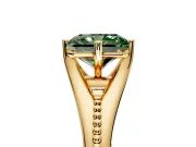 Solitaire Engagement Ring Setting for Fancy Green Radiant Cut Center with Milgrain Cathedral Band and Prong Head in Yellow Gold