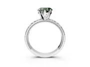 Solitaire Engagement Ring Setting for Fancy Green Heart-Shaped Center with XO Engraved Band and Prong Head in Sterling Silver