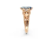 Solitaire Engagement Ring Setting for Fancy Blue Marquise Center with Filigree Accent Basket and Prong Head in Rose Gold