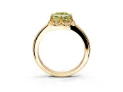 Floral Frame Engagement Ring Setting for Fancy Yellow Princess Cut Center with Accent Clusters and Prong Head in Yellow Gold