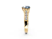 Solitaire Engagement Ring Setting for Fancy Blue Heart-Shaped Center with Cathedral Channel Band and Prong Head in Yellow Gold
