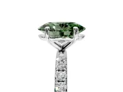 Solitaire Engagement Ring Setting for Fancy Green Oval Center with Micro Pave Band and Prong Head in Sterling Silver