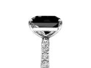 Solitaire Engagement Ring Setting for Fancy Black Radiant Cut Center with Pave Accents and Prong Head in Platinum