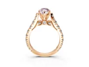Solitaire Engagement Ring Setting for Fancy Pink Marquise Center with Pave Cathedral Shoulders and Prong Head in Rose Gold