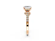 Solitaire Engagement Ring Setting for Asscher Cut Center with Crossover Accents and Prong Head in Rose Gold