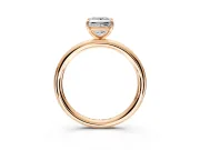 Low-Set Solitaire Engagement Ring Setting for Princess Cut Center with Thin Plain Band and Prong Head in Rose Gold