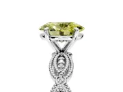 Solitaire Engagement Ring Setting for Fancy Yellow Oval Center with Marquise Panel Band and Prong Head in Sterling Silver