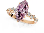 Cluster Engagement Ring Setting for Fancy Pink Marquise Center with Round Cut Accent Band and Prong Head in Rose Gold