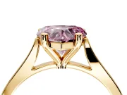 Solitaire Engagement Ring Setting for Fancy Pink Heart-Shaped Center with Tapered Shoulders and Prong Head in Yellow Gold