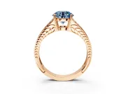 Split Shank Engagement Ring Setting for Fancy Blue Round Cut Center with Pave Split Shank and Prong Head in Rose Gold