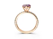 Solitaire Engagement Ring Setting for Fancy Pink Heart-Shaped Center with Shared-Prong Accents and Prong Head in Rose Gold