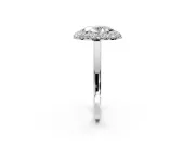 Halo Engagement Ring Setting for Oval Center with Plain Tapered Band and Prong Head in Sterling Silver