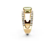 Solitaire Engagement Ring Setting for Fancy Yellow Asscher Cut Center with Wide-Open Split Shank and Prong Head in Yellow Gold