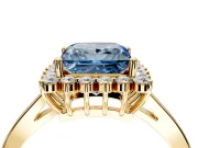 Starburst Halo Engagement Ring Setting for Fancy Blue Princess Cut Center with Flat Cathedral Band and Prong Head in Yellow Gold