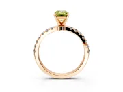 Open Basket Engagement Ring Setting for Fancy Yellow Emerald Cut Center with Pave Band and Prong Head in Rose Gold