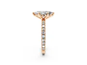 Solitaire Engagement Ring Setting for Marquise Center with Fine Pave Band and Claw Prong Head in Rose Gold
