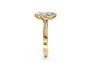 Side Accent Engagement Ring Setting for Marquise Center with Accent Shoulders and Prong Head in Yellow Gold