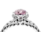 Halo Engagement Ring Setting for Fancy Pink Pear-Shaped Center with Rope Twist Split Shank and Prong Head in Platinum