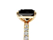 Solitaire Engagement Ring Setting for Fancy Black Radiant Cut Center with Pave Accents and Prong Head in Yellow Gold