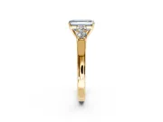 5 Stone Engagement Ring Setting for Fancy Blue Emerald Cut Center with Equal Close-Set Accents and Prong Head in Yellow Gold