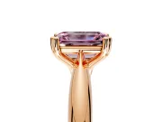 Solitaire Engagement Ring Setting for Fancy Pink Emerald Cut Center with Reverse Tapered Band and Prong Head in Rose Gold