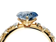 Cluster Engagement Ring Setting for Fancy Blue Heart-Shaped Center with Round Cut Accent Band and Prong Head in Yellow Gold