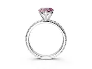 Solitaire Engagement Ring Setting for Fancy Pink Heart-Shaped Center with Shared-Prong Accents and Prong Head in Sterling Silver
