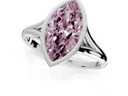 Solitaire Engagement Ring Setting for Fancy Pink Marquise Center with V Split Shank and Bezel Head in Sterling Silver