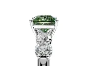 5 Stone Engagement Ring Setting for Fancy Green Princess Cut Center with Graduated Accents and Prong Head in Platinum
