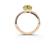 Solitaire Engagement Ring Setting for Fancy Yellow Round Cut Center with Multi-Row Pave Accents and Basket Head in Rose Gold