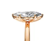 Low-Set Solitaire Engagement Ring Setting for Marquise Center with Thin Plain Band and Prong Head in Rose Gold