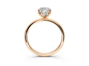 Hidden Halo Engagement Ring Setting for Cushion Cut Center with Thin Round-Wire Band and Prong Head in Rose Gold