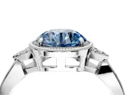 Cluster Engagement Ring Setting for Fancy Blue Round Cut Center with Milgrain Shoulder Clusters and Prong Head in Platinum